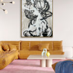 Abstracci¢n Expresiva en Blanco y Negro para Interiores con Car cter