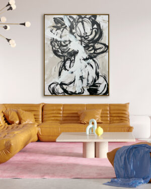 Abstracci¢n Expresiva en Blanco y Negro para Interiores con Car cter