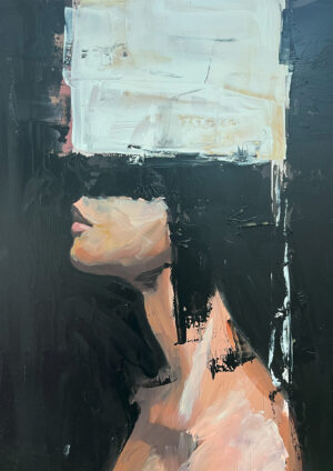 Retrato Abstracto Intrigante: Silueta en Contraste Blanco y Negro