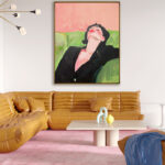 Retrato de Figura Relajada en Tonos Pastel para Interiores Art¡sticos