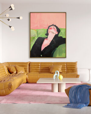 Retrato de Figura Relajada en Tonos Pastel para Interiores Art¡sticos