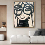 Retrato Abstracto Femenino en Blanco y Negro para Interiores Chic