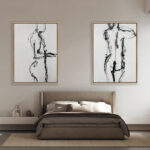 Figuras Nudas Abstractas en Blanco y Negro para Interiores con Car cter