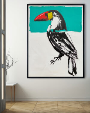 Arte Moderno Vibrante con Ave Ex¢tica para Decoraci¢n Atrevida