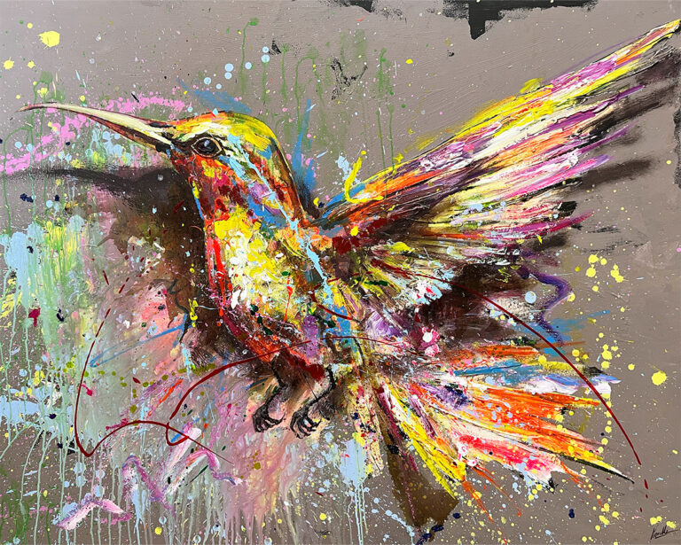 Colibrí Abstracto Colorido para Proyectos de Interiorismo Audaces