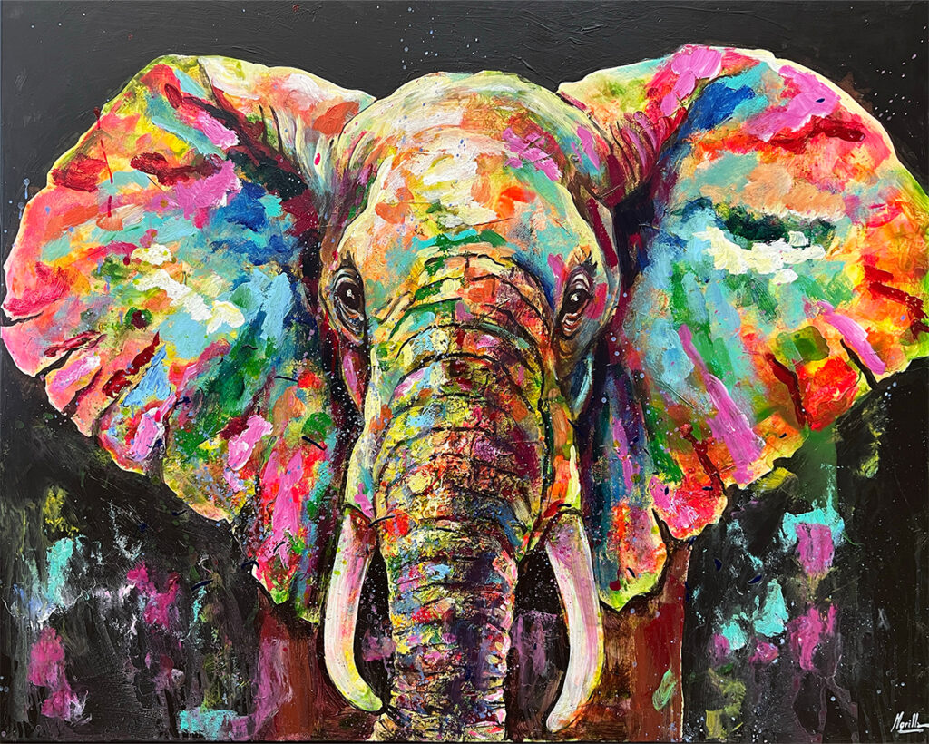 Elefante en Explosión de Color para Interiores Vibrantes