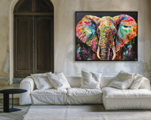 Elefante Multicolor para Interiores de Gran Impacto