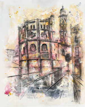 Arquitectura Catedralicia con Pinceladas Rosas para Interiores Sutiles