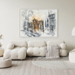 Arco Monumental en Tonos Ocre y Gris para Interiores con Carácter