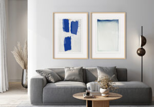 Láminas de Arte Abstracto en Azul y Tonos Neutros