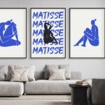 Láminas artísticas de siluetas azules abstractas