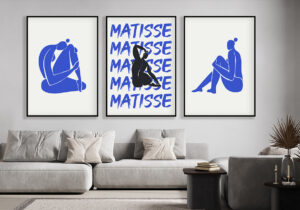 Láminas artísticas de siluetas azules abstractas