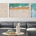 Láminas costeras aéreas modernas enmarcadas