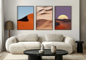 Arte del desierto en salón minimalista