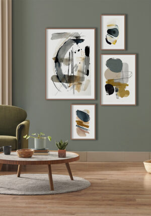 Arte abstracto contemporáneo en marcos elegantes