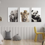 Retratos de animales bebé en habitación infantil