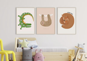 Arte colorido de animales para habitaciones infantiles