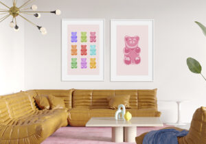 Salón moderno con arte de osos