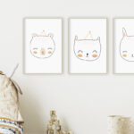 Trío de láminas adorables de animales