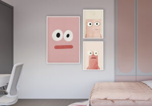 Lámina Minimalista en Rosa con Personaje Ilustrado