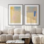 Salón Moderno con Arte Abstracto en la Pared
