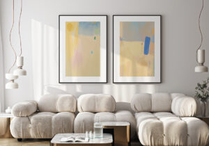 Salón Moderno con Arte Abstracto en la Pared