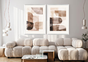 Cuadro Abstracto Minimalista en Marrón enmarcado