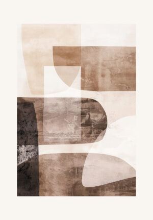 Composición Abstracta Moderna en Tonos Arena y Marrón