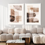 Cuadro Abstracto Minimalista en Marrón enmarcado