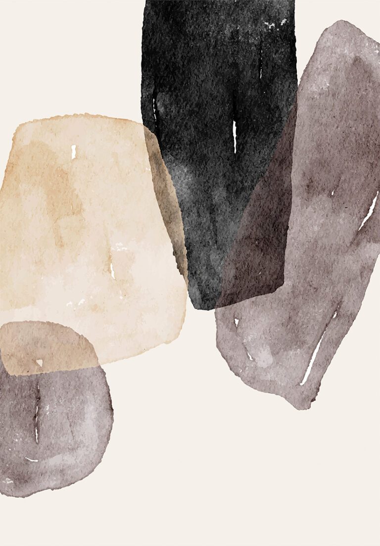 Obra Abstracta Neutra con Formas Geométricas en Acuarela