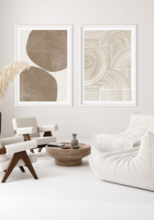 Láminas de Arte Abstracto Moderno en Tonos Beige