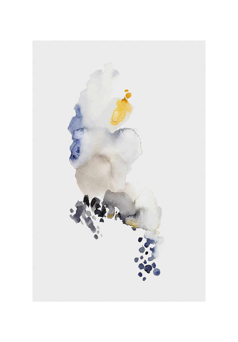 Acuarela Abstracta con Tonos Azul y Amarillo