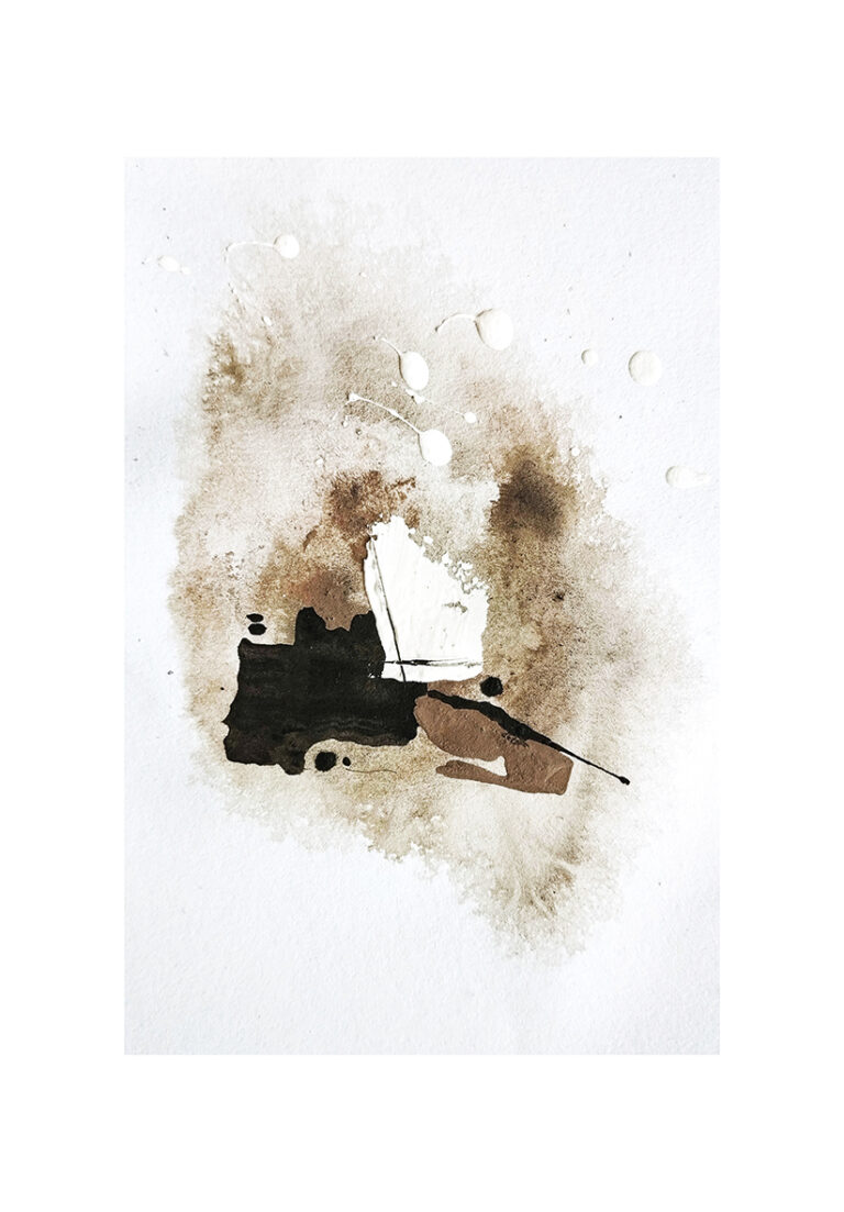 Acuarela Abstracta en Tonos Beige y Marrón
