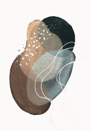 Composición Abstracta en Acuarela con Formas Orgánicas