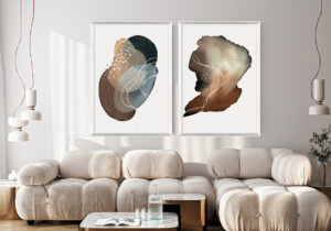 Obra Abstracta enmarcada en Tonos Neutros