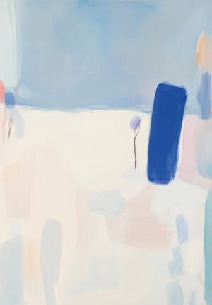 Obra Abstracta en Tonos Pastel con Toques Azules