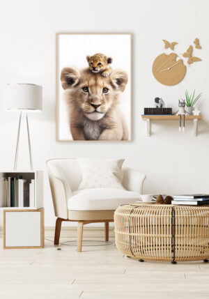 Retrato de Cachorros de León en Estilo Minimalista