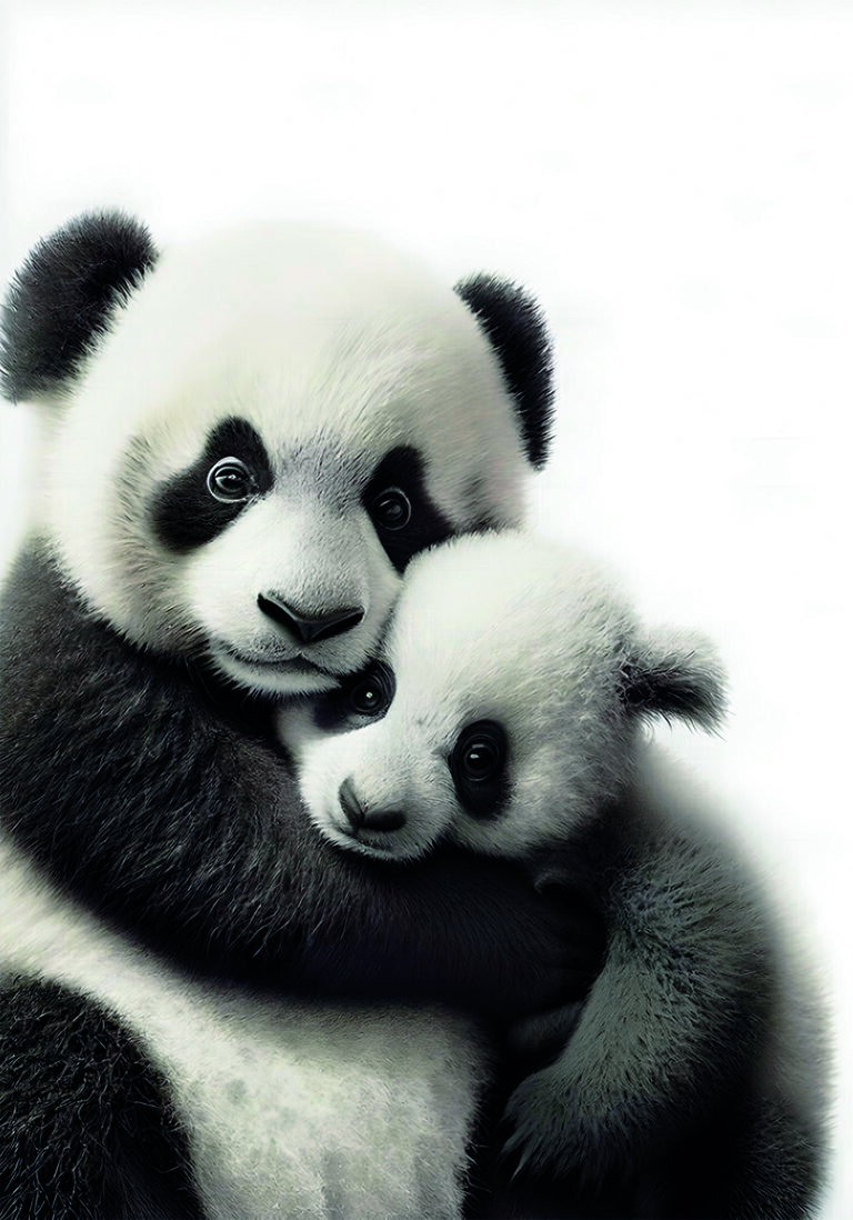 Abrazo Tierno de Panda y su Cría