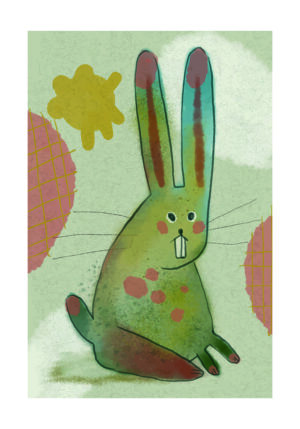 Ilustración de Conejo Abstracto y Colorido