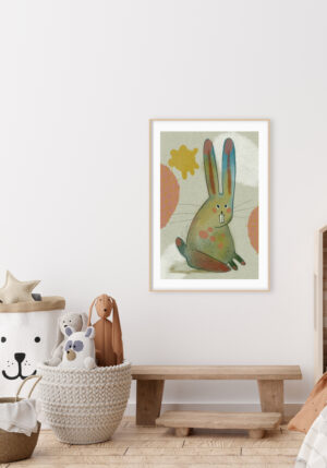 Ilustración de Conejo Abstracto y Colorido