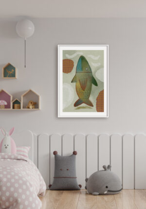 Arte Abstracto de Salmón en Colores Vivos