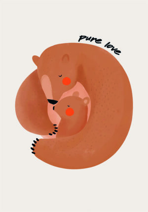 Osos Marrones Abrazados en Dibujo Ilustrado