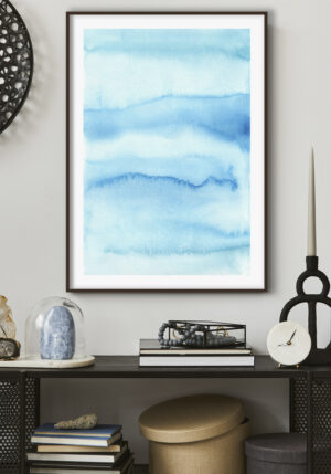 Pintura Abstracta en Acuarela Azul