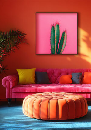 Cactus Minimalista sobre Fondo Rosa