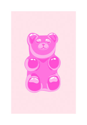 Ilustración Digital de Osito de Gelatina Rosa