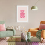 Ilustración Digital de Osito de Gelatina Rosa