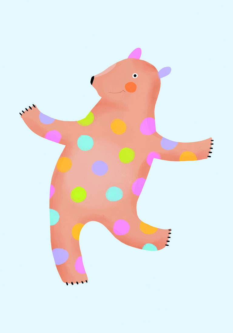 Osito con Lunares de Colores en Dibujo Ilustrado