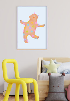 Osito con Lunares de Colores en Dibujo Ilustrado