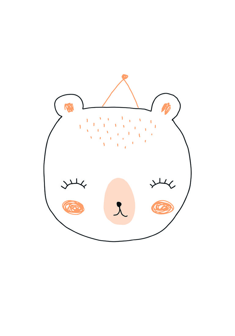Dibujo Minimalista de Carita de Osito