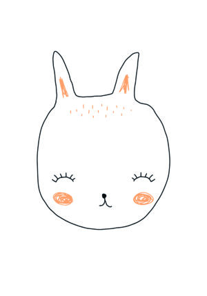 Boceto Animal Minimalista con Detalles en Naranja